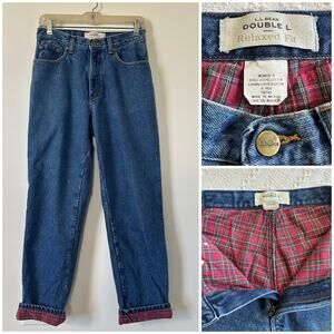 Vintage L.L. Bean Relaxed Fit Flannel Lined Jeans Sz 6 90s Tapered Mom Double L